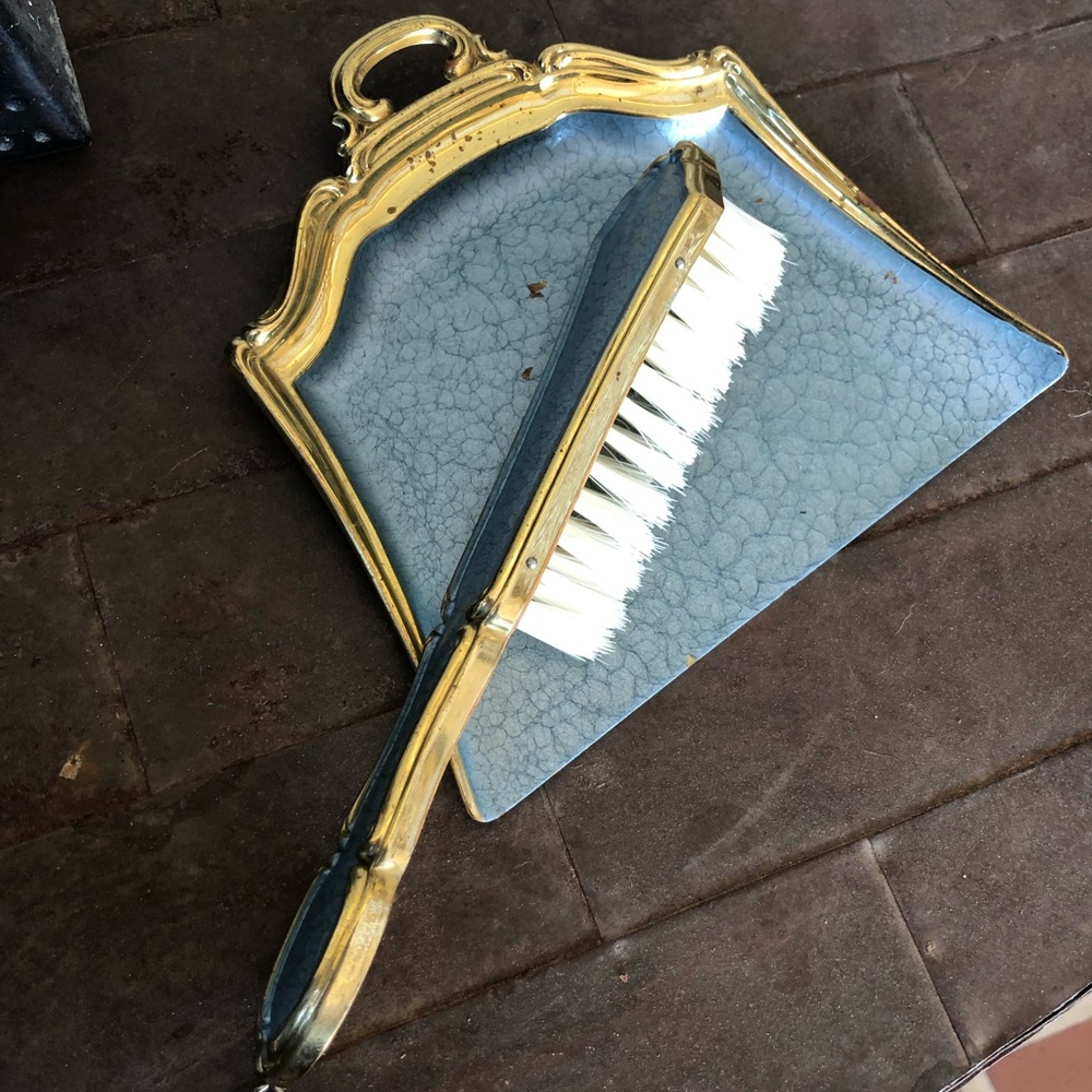 Antique Vintage Hollywood Regency Table Brush Pan Crumb Sweeper